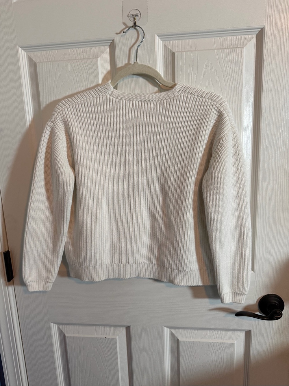 Quince Cream Ribbed V-Neck Sweater - Picture 3 of 5